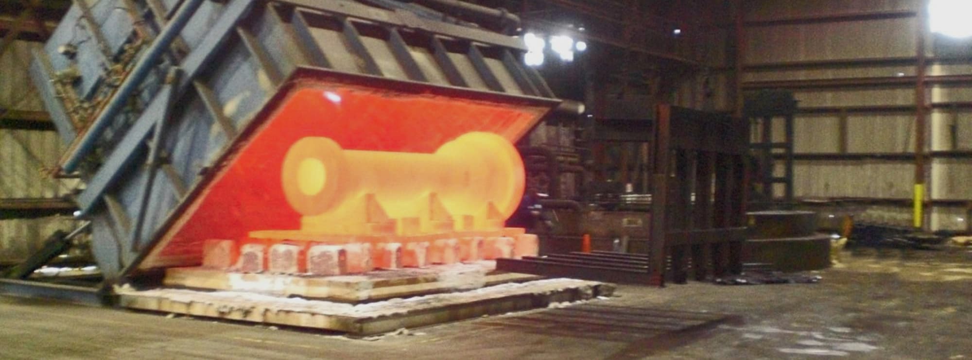 A hot load coming out of a car-bottom furnace