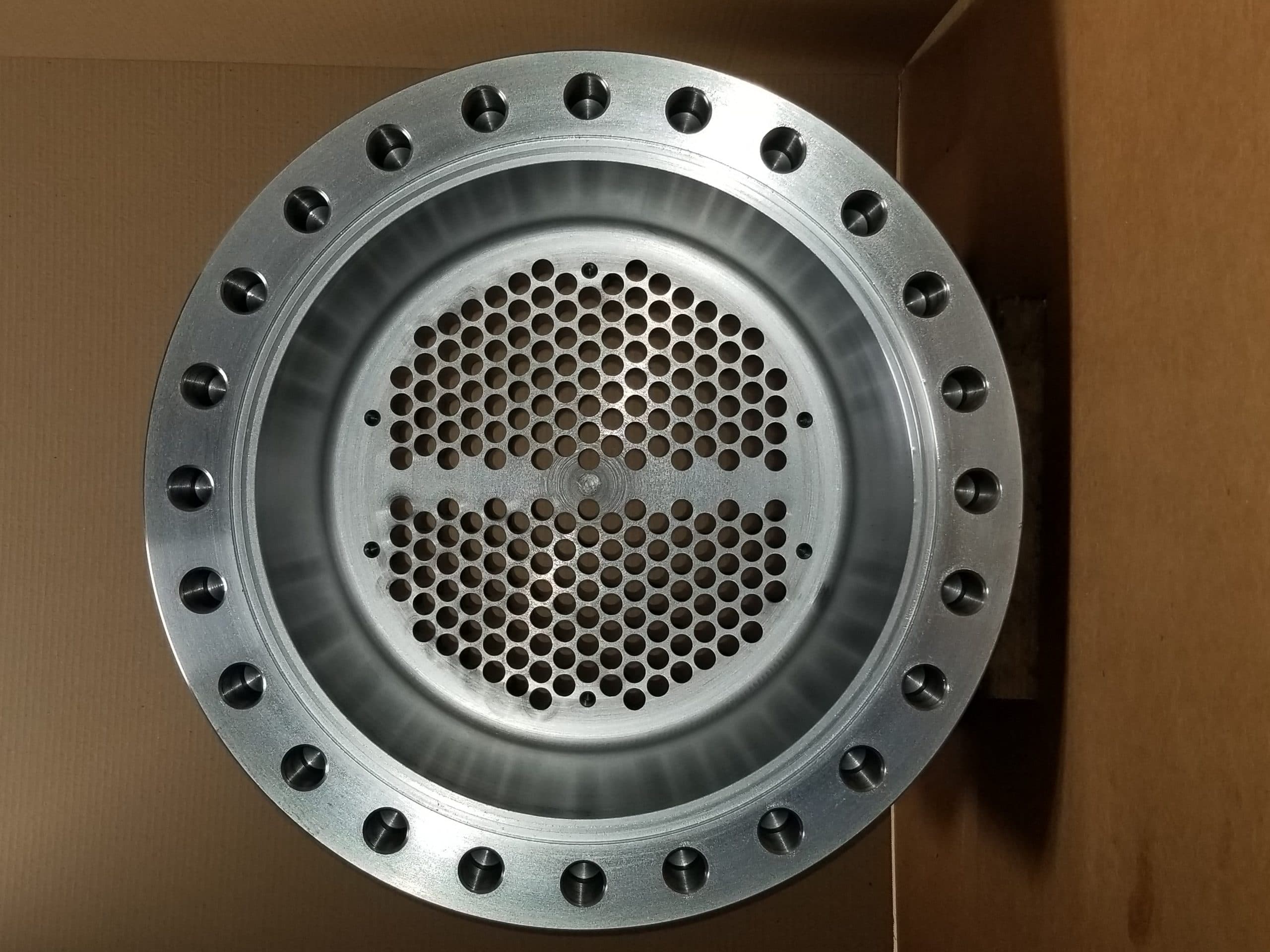 A flanged tubesheet with pass partition